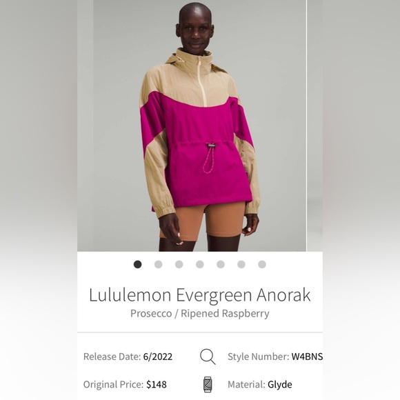 Lululemon Evergreen Anorak Prosecco / Ripened Raspberry SZ 12 - Picture 2 of 11